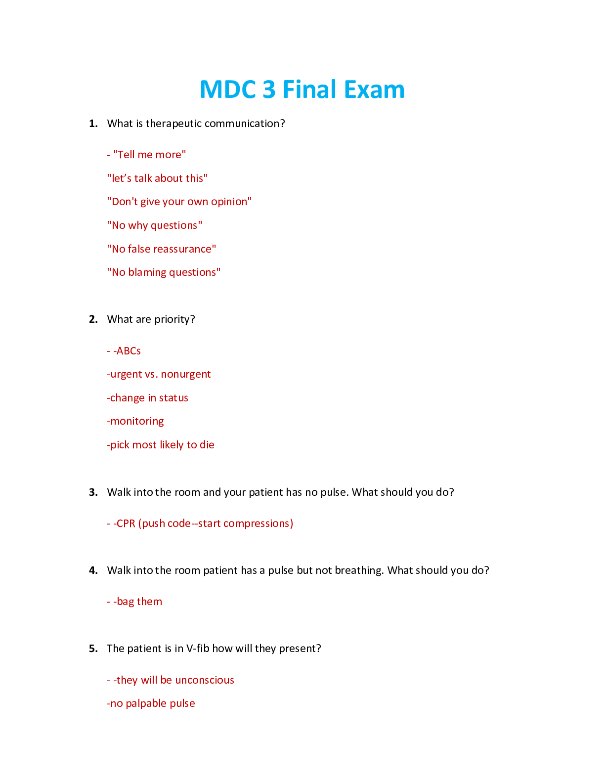 Preview image for NUR 2502 / NUR2502 Final Exam Review: Multidimensional Care III / MDC 3 Final Exam Review (Latest 2021/2022) Rasmussen
